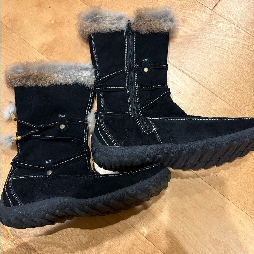 Tamaris suede fur lined boots moccasins black sz 40 9 - Picture 3 of 9